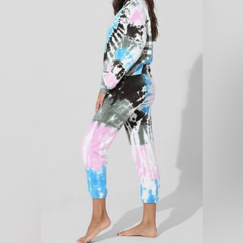 Electric and Rose Tie Dye Sweatpants Pink, Blue & Black, Size M